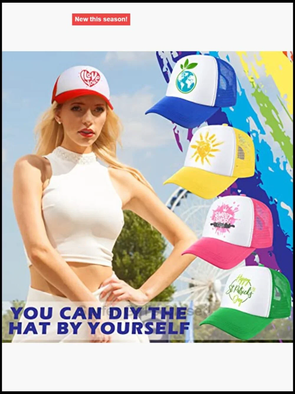 24pcs Trucker Hats Bulk DIY Blank Mesh Baseball Cap Adjustable Sublimation